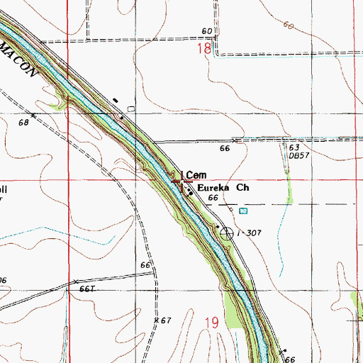 Topographic Map of Eureka Cemetery, LA