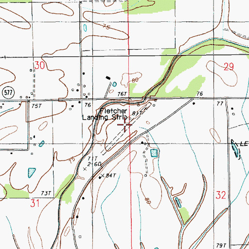 Topographic Map of Fletcher Landing Strip, LA