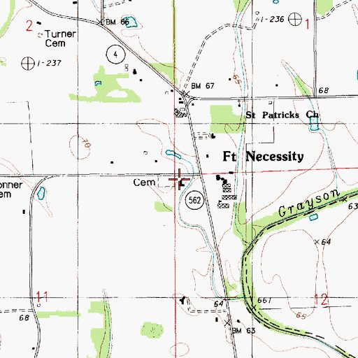 Topographic Map of Fort Necessity Baptist Church, LA