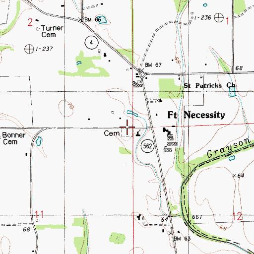 Topographic Map of Fort Necessity Cemetery, LA