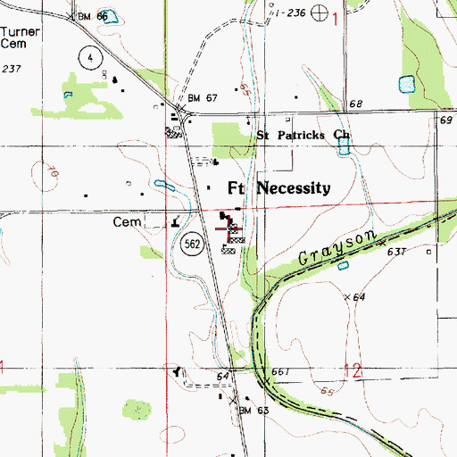 Topographic Map of Fort Necessity Junior High School, LA