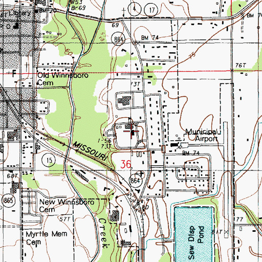 Topographic Map of Franklin Academy School, LA