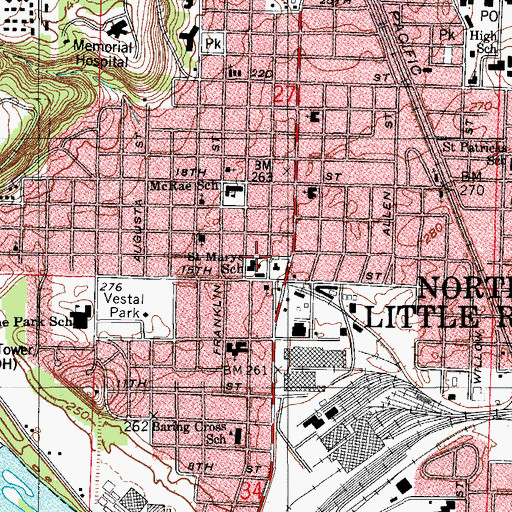 Topographic Map of Saint Mary School, AR