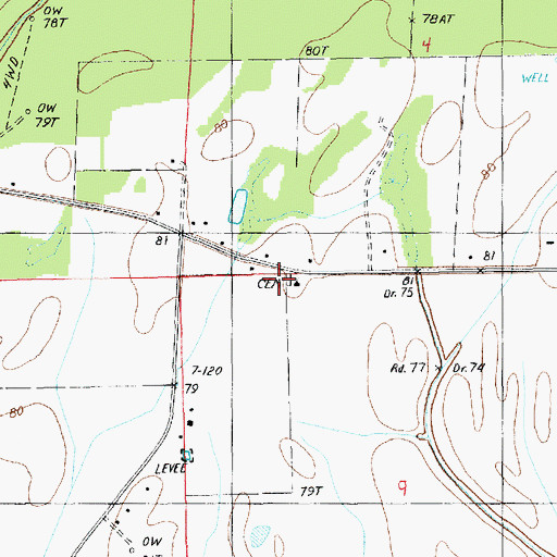 Topographic Map of Pleasant Hall Cemetery, LA