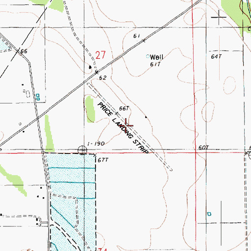 Topographic Map of Price Landing Strip, LA