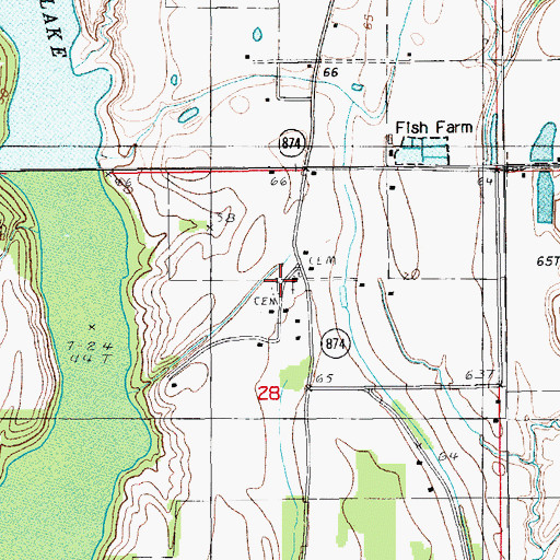 Topographic Map of Shady Grove Cemetery, LA