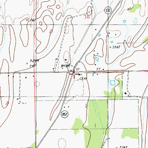 Topographic Map of Union Cemetery, LA