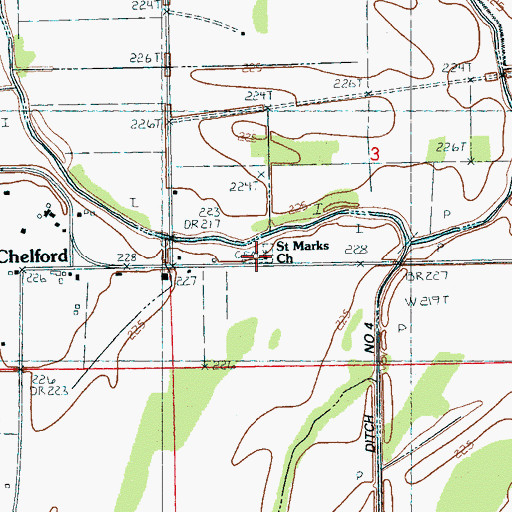 Topographic Map of Saint Marys Cemetery, AR