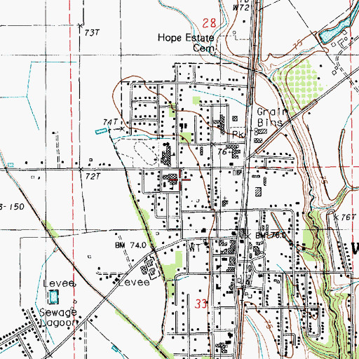 Topographic Map of Wisner High School (historical), LA