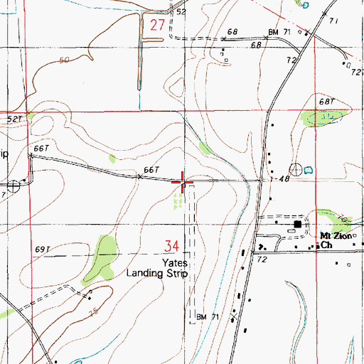 Topographic Map of Liddieville Airport, LA