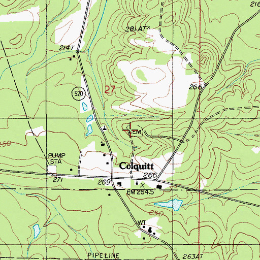 Topographic Map of Colquitt Cemetery, LA