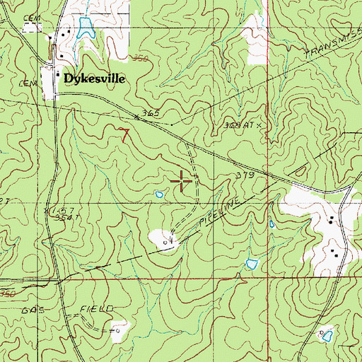 Topographic Map of East Dykesville Gas Field, LA