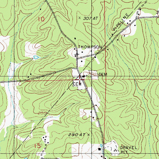 Topographic Map of Forest Grove Cemetery, LA
