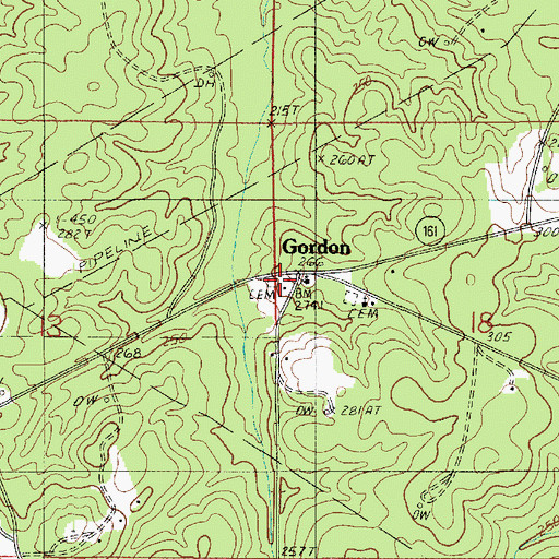 Topographic Map of Brown Cemetery, LA
