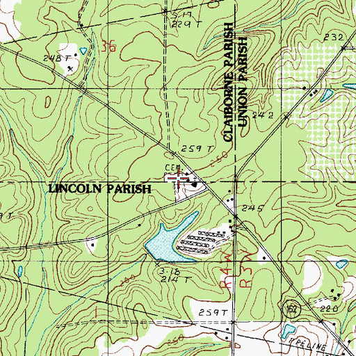 Topographic Map of Harmony Chapel Cemetery, LA