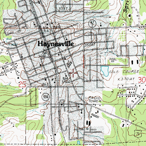 Topographic Map of Haynesville Elementary School, LA