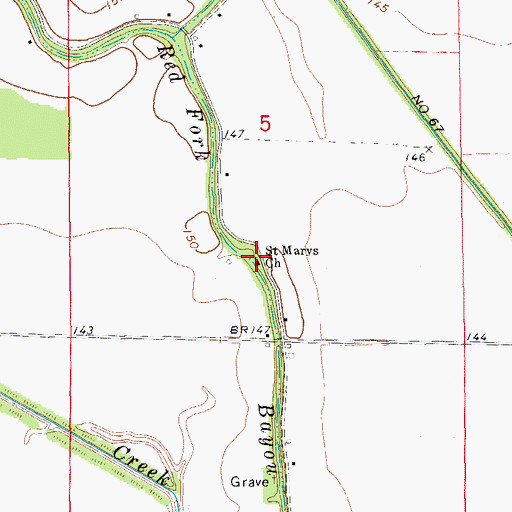 Topographic Map of Saint Marys Church, AR