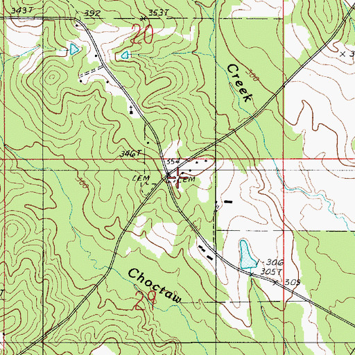 Topographic Map of Kimbell Cemetery, LA