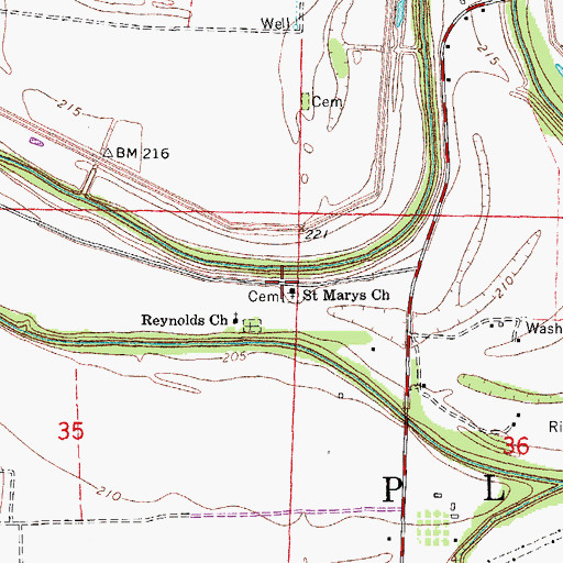 Topographic Map of Saint Marys Church, AR