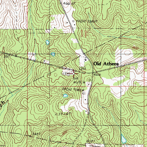 Topographic Map of Lower Old Athens Cemetery, LA