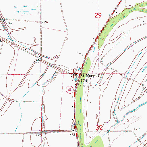 Topographic Map of Saint Marys Church, AR