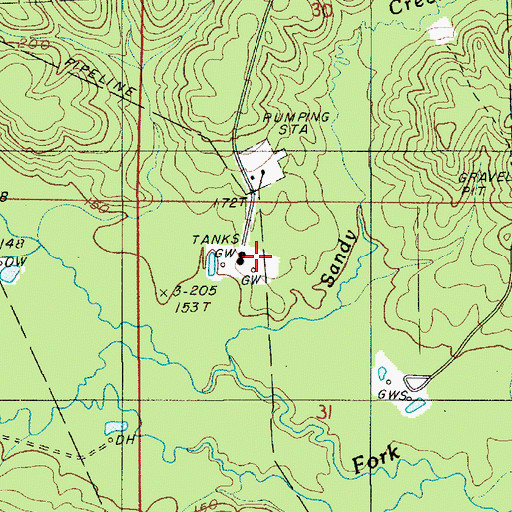 Topographic Map of Panther Creek Gas Field, LA