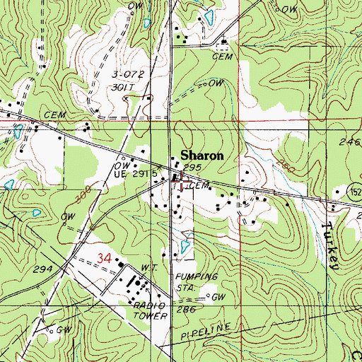 Topographic Map of Sharon Cemetery, LA