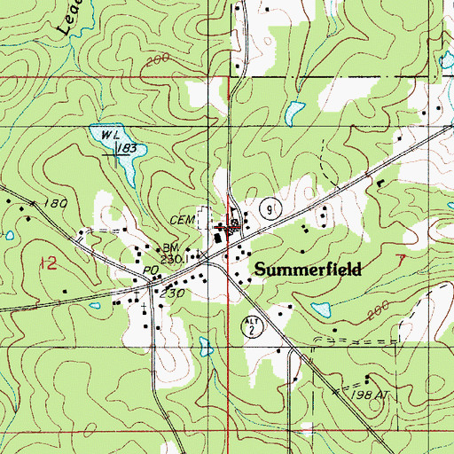 Topographic Map of Summerfield High School, LA