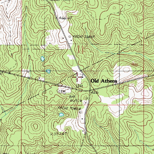 Topographic Map of Old Athens Cemetery, LA