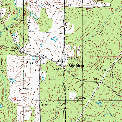 Topographic Map of Weldon Baptist Church, LA