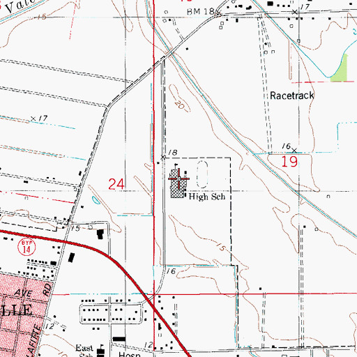 Topographic Map of Abbeville High School, LA