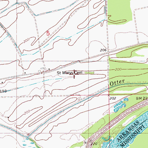 Topographic Map of Saint Marys Missionary Church School, AR