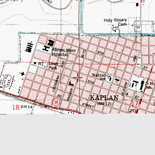 Topographic Map of Church of Christ in Kaplan, LA
