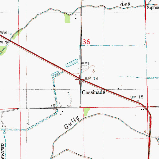 Topographic Map of Cossinade, LA