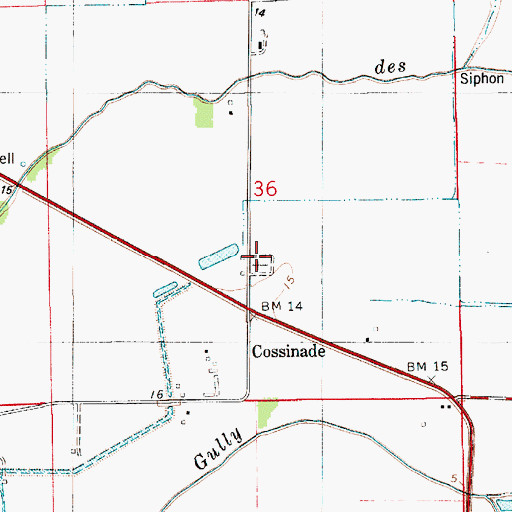 Topographic Map of Cossinade Cemetery, LA