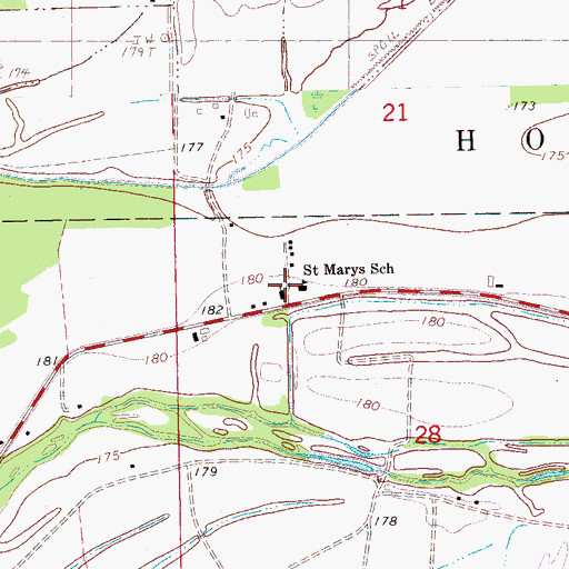 Topographic Map of Saint Marys School, AR