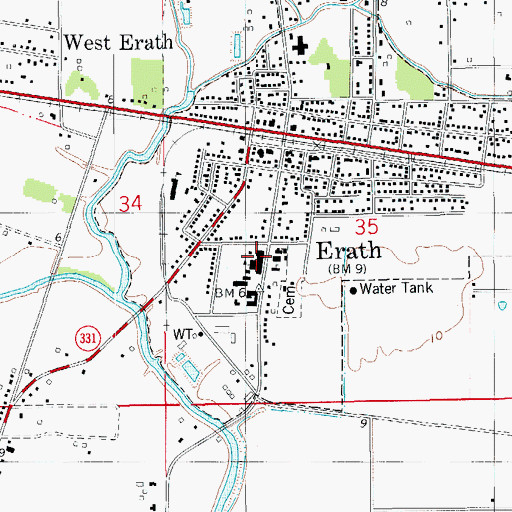 Topographic Map of Erath Middle School, LA