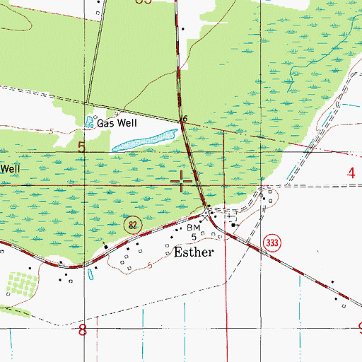 Topographic Map of Esther Gas Field, LA
