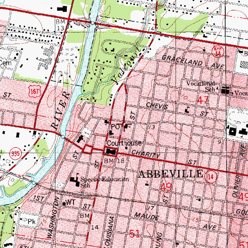 Topographic Map of First Baptist Church, LA