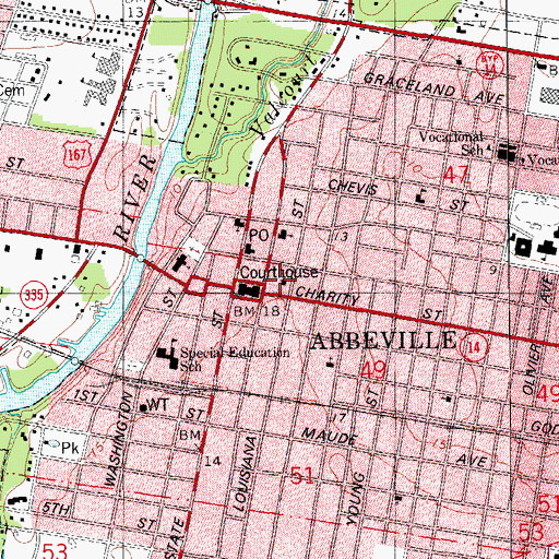 Topographic Map of First Presbyterian Church, LA