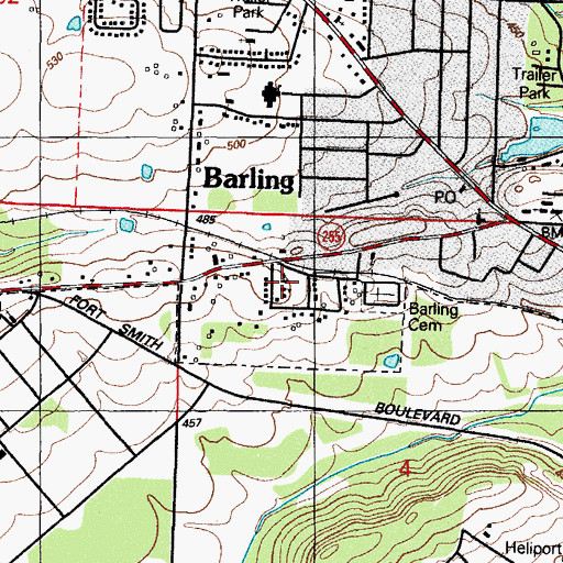 Topographic Map of Saint Marys School, AR