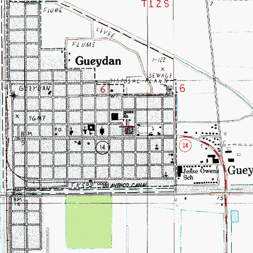 Topographic Map of Gueydan High School, LA