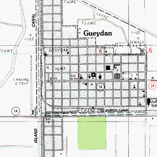 Topographic Map of Gueydan United Methodist Church, LA