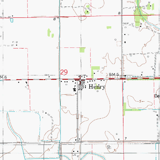 Topographic Map of Henry High School, LA