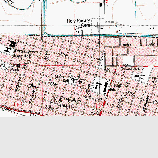 Topographic Map of Holy Rosary Catholic Church, LA