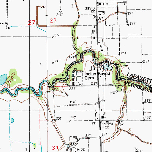 Topographic Map of Indian Bayou Cemetery, LA