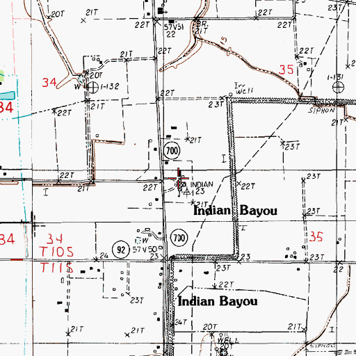 Topographic Map of Indian Bayou Elementary School, LA