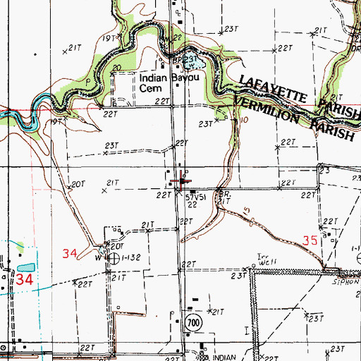 Topographic Map of Indian Bayou United Methodist Church, LA