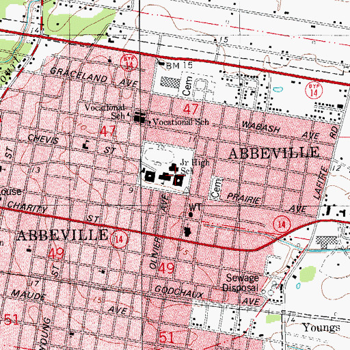 Topographic Map of J H Williams Middle School, LA