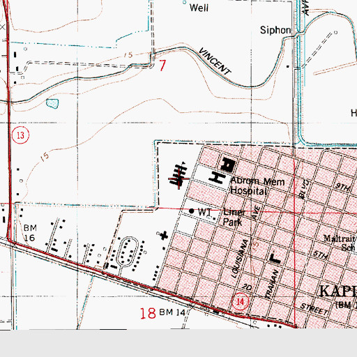 Topographic Map of Kaplan Elementary School, LA